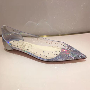 Zapatos de Novia Planos con Punta, Transparentes, con Pedrería, de PVC, para Mujer, con Estrellas Plateadas, para Verano - Product Image 2