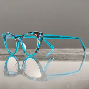 2024 dernière mode oeil de chat femmes lunettes acétate fibre optique lunettes cadre lunettes