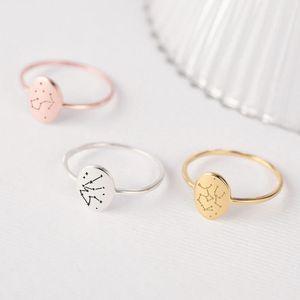 Anillos de Acero Inoxidable con Signos del Zodiaco para Mujer: Piscis, Aries, Tauro, Géminis, Cáncer, <span class=keywords><strong>Leo</strong></span>, Virgo, Libra, Escorpio, Sagitario, <span class=keywords><strong>Capricornio</strong></span>, Acuario - Product Image 1