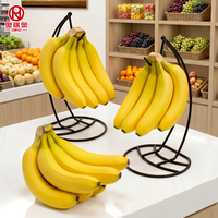Supports à bananes et crochets à fruits en fil de fer noir pour comptoir de cuisine, avec installation facile et conception flexible