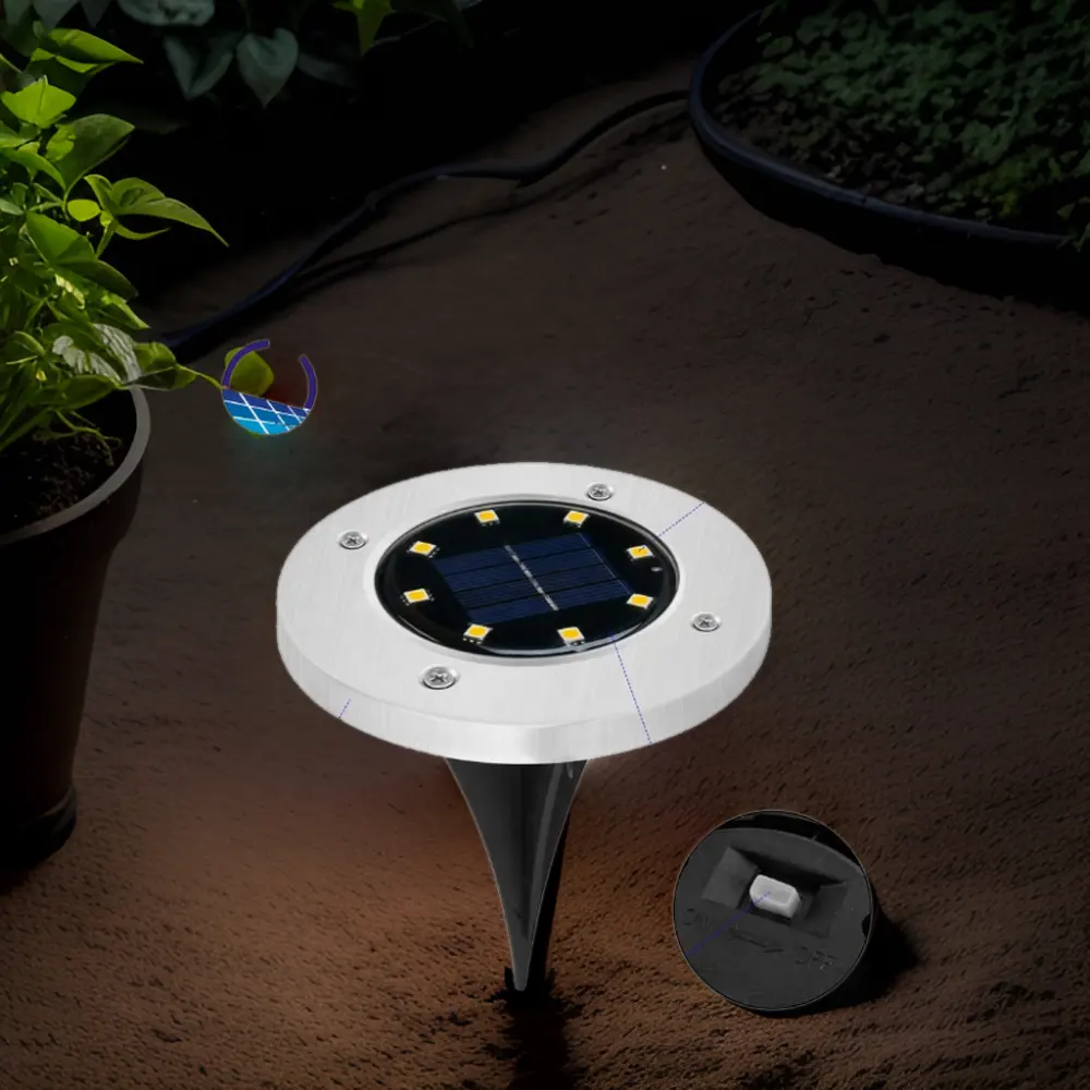 Lampe creusée à économie d'énergie pour jardin extérieur, pelouse, spot solaire pour chemin à LED, lumière solaire pour sol extérieur à LED