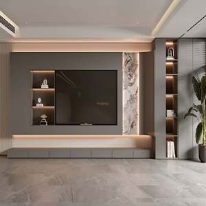 Modern Simple Black Particleboard Wooden TV Stand with Large Capacity Living Room Furniture <b>Wall</b> <b>Mount</b> Bracket Display <b>Cabinet</b> - Product Image 1