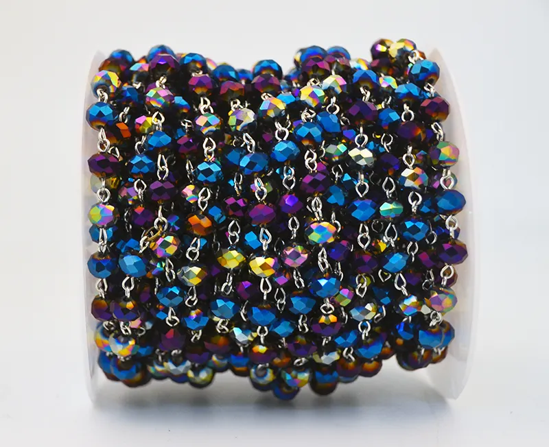 Разноцветные хрустальные бусины ручной работы аксессуары для Розария ожерелье цепочка из бисера