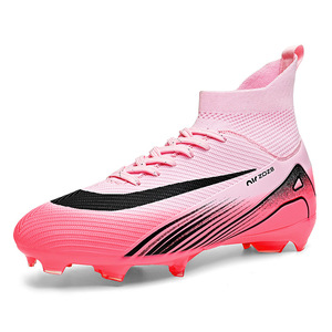 Zapatos de Fútbol para Hombre, Estilo Botín, Color Rosa, Parte Superior de Malla Sintética, Suela de Goma, Transpirables, para Verano - Product Image 1