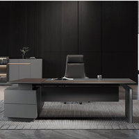 Bureau de direction certifié BIFMA, fabricant de bureaux élégants et uniques, bureau de patron avec tiroirs et bibliothèque pour les entreprises