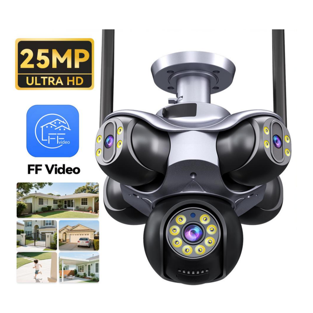 Wholesale 25MP 5 Lens 5 Screen FFVideo Wifi Panoramic CCV Camera Security Outdoor PTZ CCTV Video IP Camera