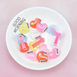 Piano biola Resin cabochon pesona Resin punggung datar untuk dekorasi kerajinan rambut anak ponsel DIY buatan tangan Slime