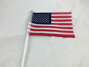 Drapeau américain 10*15cm à manivelle, personnalisé en polyester, pour agiter à la main, avec techniques d'impression numérique - Product Image 3