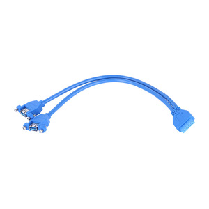 สายเคเบิล USB 3.0 แบบ 20 พิน ยี่ห้อ Lung Kay สำหรับเชื่อมต่อพอร์ต USB 3.0 สองพอร์ต สีฟ้า พร้อมฝาครอบและรูสำหรับยึดสกรู สำหรับฮาร์ดไดรฟ์แบบพกพา - Product Image 5