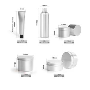 Emballages cosmétiques écologiques en aluminium argenté rechargeables, matériaux recyclés, pots/bouteilles/tubes à bouchon à vis, personnalisables - Product Image 3