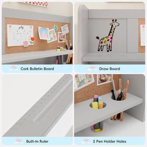 Ensemble de chaises de bureau ergonomiques <span class=keywords><strong>en</strong></span> <span class=keywords><strong>bois</strong></span> gris armoire de rangement inclinable 5-12 ans bureau <span class=keywords><strong>d</strong></span>'étudiant pour l'école des enfants - Product Image 5