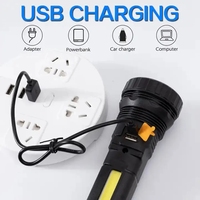 Linterna LED de Emergencia con Energía Solar, Larga Duración, Recargable, Banco de Energía con Luz COB, Antorcha para Camping al Aire Libre