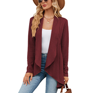 Moda donna tinta unita <span class=keywords><strong>taglie</strong></span> forti manica lunga abiti irregolari posti Cardigan maglioni - Product Image 5
