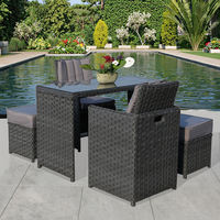 Modernes Sofa-Set Gartenmöbel Outdoor-Rattan-Terrassenmöbel Wetterfestes Garten-Esszimmer-Set für Hotel und Innenhof