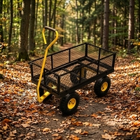 Chariots de jardin - Chariot à benne basculante en métal de 500 lb, quatre roues tout-terrain, roues gonflables, pour jardin, pelouse, fermes, travaux lourds, utilitaire