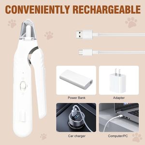 Coupe-ongles et lime à ongles 2-en-1 pour chiens, tondeuse à griffes pour animaux de compagnie avec capteur rapide et protection de sécurité, rechargeable par USB avec 2 lumières LED - Product Image 4