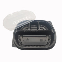 JY-PP18014 Schwarze Rechteckige Plastik-Lunchbox Mikrowellengeeignet Schwerlast-Behälter mit 4 Fächern