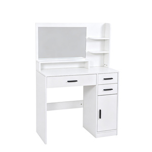 Tocador Moderno <span class=keywords><strong>de</strong></span> Madera Maciza con Espejo, Luces <span class=keywords><strong>de</strong></span> Altura Ajustable, Taburete Acolchado, Almacenamiento y Enchufe para Dormitorio - Product Image 5