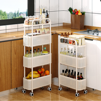 Chariot de Rangement Mobile Robuste en Métal à 3 Niveaux, Étagères d'Angle pour Cuisine et Articles Divers