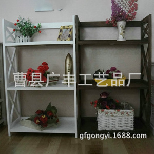 Wooden Multi Tiered Storage Rack 3 Floors <b>White</b> And Brown Durable Indoor Decorative Shelf <b>Bookcase</b> - Product Image 3