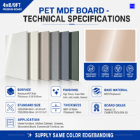 Panneau MDF stratifié en mélamine PET de couleur noyer/grise, panneau décoratif en fibre de bois de couleur intense pour meubles modernes