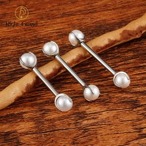 Right Grand ASTM F136 Piercing Titanio Rosca interna Barra recta Anillos para pezones Perla blanca Piercing <span class=keywords><strong>de</strong></span> titanio Anillo - Product Image 1
