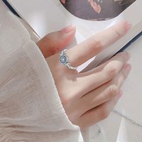 Bijoux fantaisie Bague d'ancre de bateau en zircon bleu plaqué rhodium en argent sterling 925
