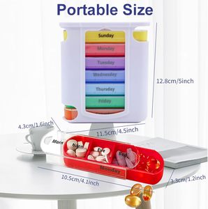 One Week 28 Cases Pill <b>Storage</b> <b>Rainbow</b> Color Pill Holder <b>Drawer</b> Shaped Plastic Pill Box - Product Image 2