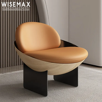 Fauteuil individuel WISEMAX Designer Furniture avec base en carbone, base en métal, revêtement en cuir, fauteuil d'appoint pour hôtel, mobilier italien