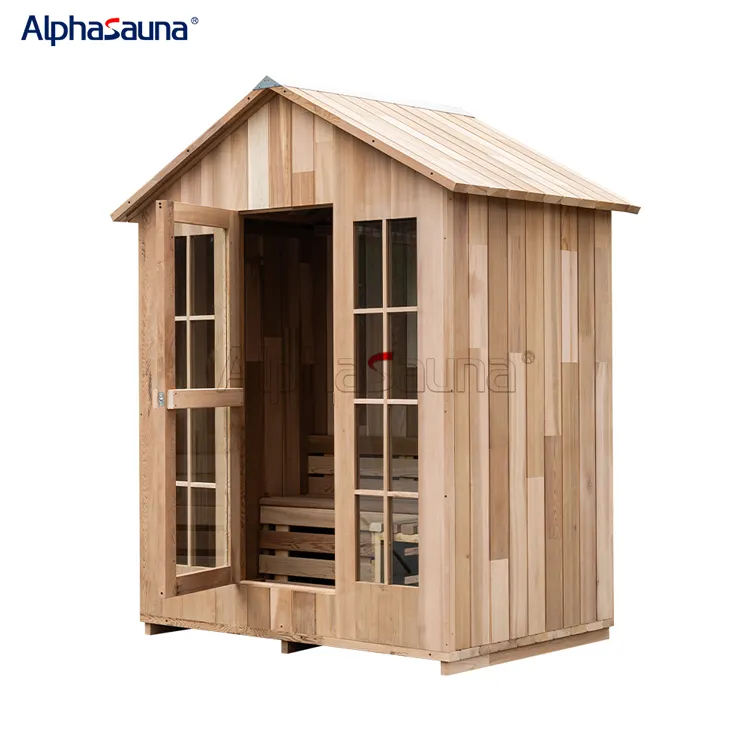 Sauna tradicional ao ar livre para 2 pessoas, cabine Thermowood Sauna ao ar livre - Sala de sauna de madeira para 4 pessoas, tamanho grande