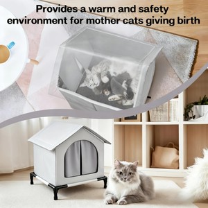 Maison chauffée pour <span class=keywords><strong>chat</strong></span> d'extérieur, <span class=keywords><strong>abri</strong></span> pour <span class=keywords><strong>chat</strong></span> isolé en hiver, imperméable, avec fond surélevé et coussin chauffant pour chats errants et chats sauvages - Product Image 5