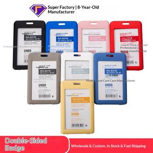 Porte-badge double transparent en cuir avec cordon et fonctions pour <span class=keywords><strong>permis</strong></span> de travail et carte d'identité - Product Image 2