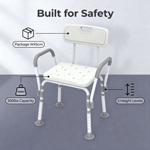 Chaise <span class=keywords><strong>de</strong></span> <span class=keywords><strong>douche</strong></span> robuste en acier inoxydable <span class=keywords><strong>de</strong></span> 45 cm, <span class=keywords><strong>siège</strong></span> <span class=keywords><strong>de</strong></span> bain antidérapant avec accoudoirs pour personnes âgées, capacité <span class=keywords><strong>de</strong></span> 100 kg, LM3202KD-S, classe III médicale - Product Image 3