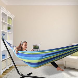Hamaca <span class=keywords><strong>de</strong></span> Algodón Portátil para Acampar, <span class=keywords><strong>Hamacas</strong></span> Resistentes para Colgar en el Jardín, Hamaca <span class=keywords><strong>de</strong></span> Tela Cómoda con Correas para Árboles - Product Image 6