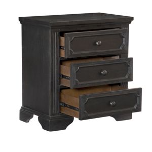 Mesita de noche inteligente de diseño tradicional DB, 3 cajones, 1 pieza, muebles de dormitorio de estilo rústico antiguo con acabado de carbón para apartamento - Product Image 4