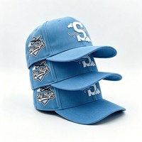Topi Baseball Skateboarding Outdoor Unisex Biru Muda dengan Pinggiran Melengkung, Bordir Huruf S di Depan, dan Bordir Huruf Cloud Nine di Belakang