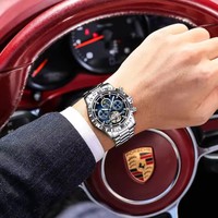 POEDAGAR 1423 Montre-bracelet de luxe pour homme, mécanique, étanche, avec tourbillon ajouré, automatique, en acier inoxydable