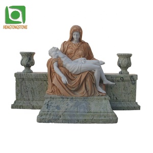 Statue religieuse sculptée à la main en marbre naturel pour cimetière, représentant <span class=keywords><strong>Marie</strong></span> et Jésus - Product Image 1