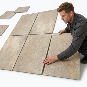 R11 Outdoor Heavy Duty Porcelain <b>Floor</b> Tiles 20mm Thick Hazel Stone Beige Look Modern <b>Matte</b> European Export Quality Wholesale - Product Image 1