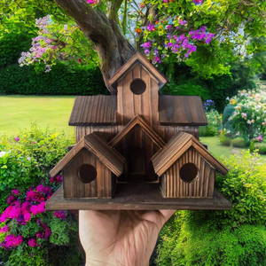 5-Hole açık ahşap kuş evi için Bluebirds Finches Cardinals-meşe modeli kuş kutusu 5 kuş aileleri için - Product Image 5