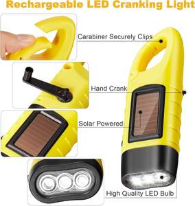 Factory Direct Portable ABS Hand Crank Solar Dynamo LED <b>Flashlight</b> 2W in Trend Backpacking Multi-Function Survival USB Charging - Product Image 4