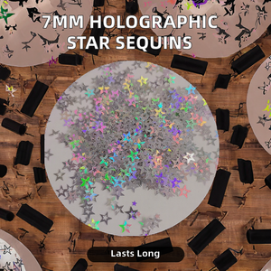 Paillettes en plastique colorées de 7 mm, paillettes en forme d'étoiles, holographiques, creuses, pour la décoration des ongles, la manucure, les mariages, les promotions, les fêtes - Product Image 3