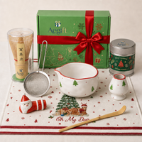 Ensemble de bols à matcha colorés Anji Newell pour Noël, accessoires à thé en céramique faits à la main avec fouet pour la maison, le bureau, le café, cadeau saisonnier