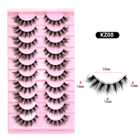 Vente en gros de cils duveteux personnalisés faux vison pleine bande cils emballage personnalisé boîte étui 10 paires plateau doux moelleux cils