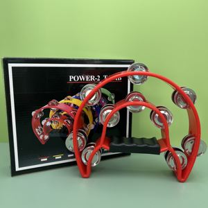 Pandereta instrumento musical doble fila de mano forma de media luna baile aula fiesta favor baile pandereta de plástico chico juguete - Product Image 4