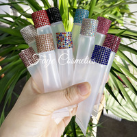 Flacons vides de 10 ml, 15 ml, 20 ml avec capuchons en strass et diamants, transparents, pour baume à lèvres, gloss et tubes souples pour gloss