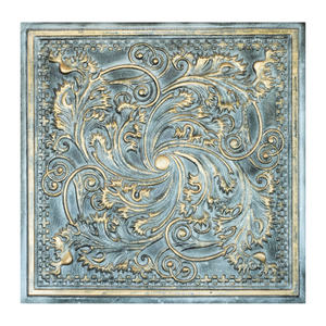 Carreaux de <span class=keywords><strong>plafond</strong></span> carrés artistiques en PVC Montage suspendu étanche pour hôtel et salon de coiffure Utilisation PL62 Or bleuâtre - Product Image 1