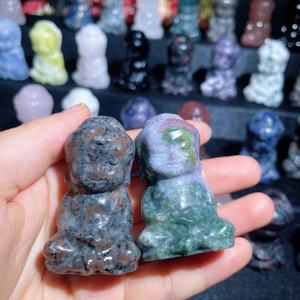 卸売特価 天然混合素材 赤ちゃん仏像彫刻 クリスタルクォーツ彫刻工芸品 装飾用 - Product Image 3