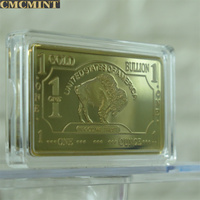 Barre de buffle en or de 1 Oz 500 moulins avec emballage en plastique, pièce de monnaie vierge à graver