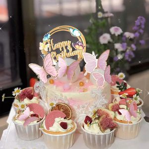 Set di 16 <span class=keywords><strong>Decorazioni</strong></span> per Torte a Forma di Farfalla 3D Rosa e Oro, Topper per Cupcake, Accessori per Feste e Baby Shower per Bambine - Product Image 3